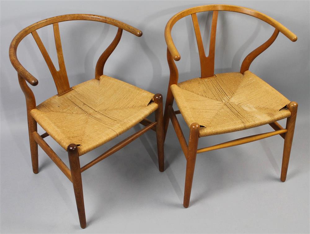 Appraisal: HANS WEGNER WISHBONE CHAIR branded on seat frame Made in