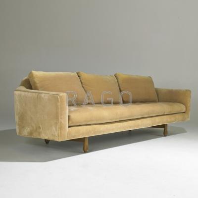 Appraisal: EDWARD WORMLEY DUNBAR Sofa Berne IN s Mahogany and velvet