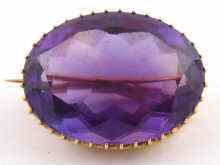 Appraisal: An antique yellow metal tests carat gold amethyst brooch marked