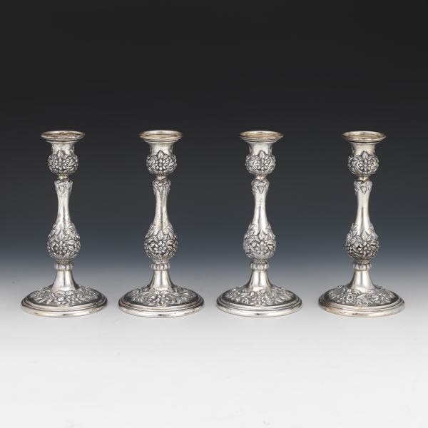 Appraisal: FOUR KIRK SONS CANDLESTICKS H x Four sterling silver Kirk