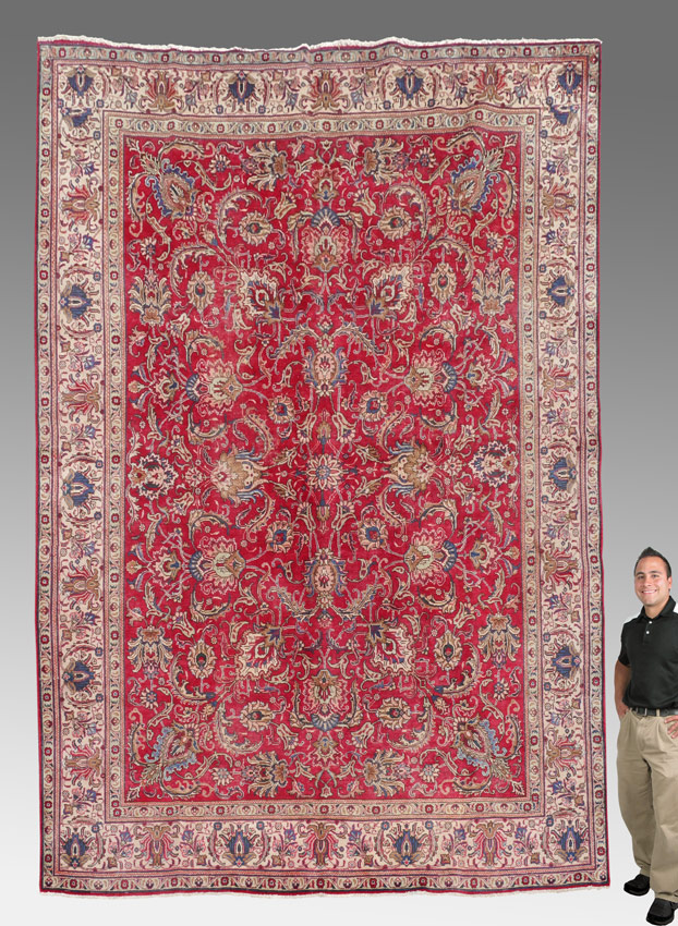 Appraisal: SEMI-ANTIQUE PERSIAN MESHED TABRIZ HAND KNOTTED WOOL RUG ' ''