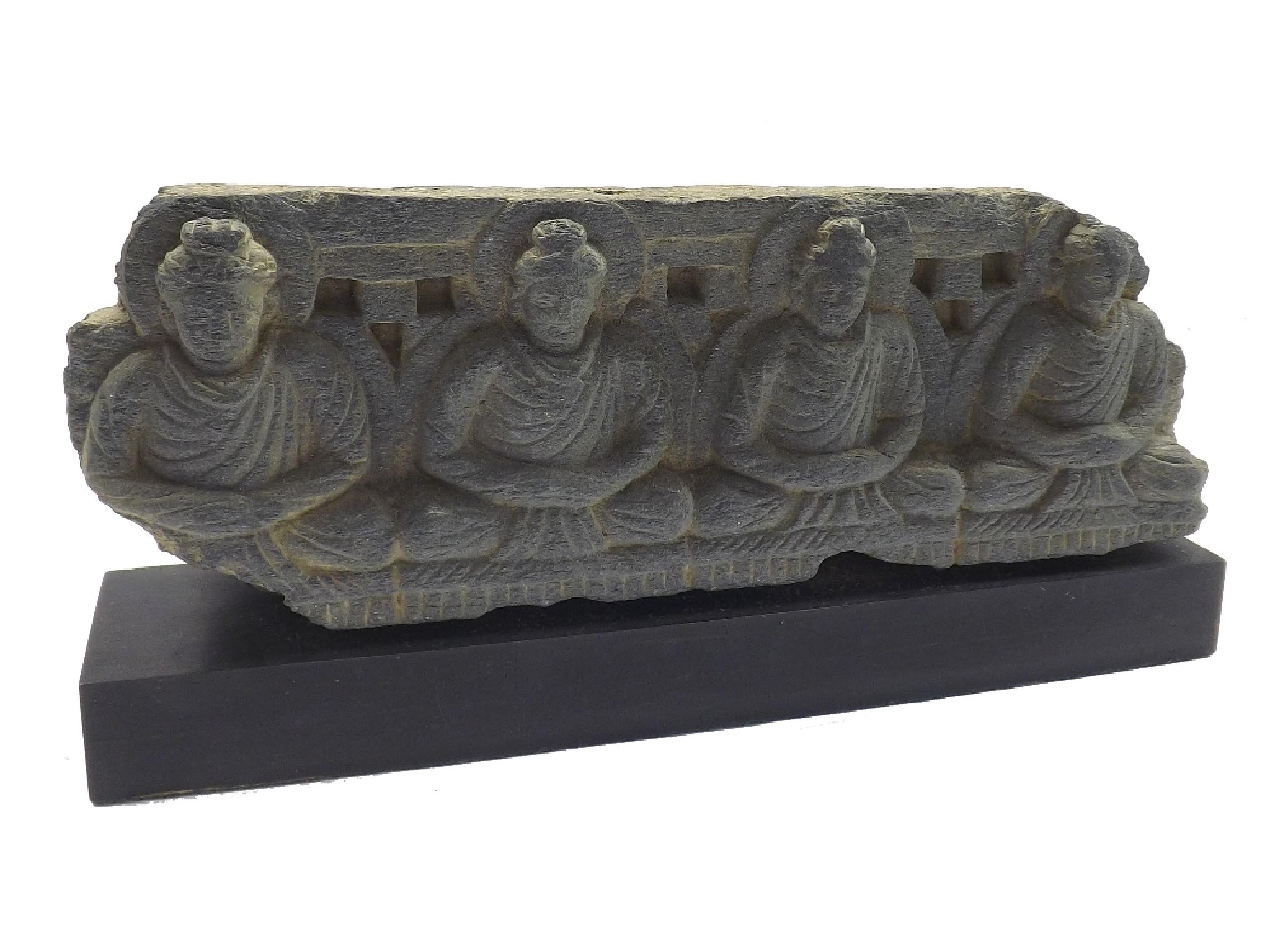 Appraisal: Interesting antique stoneware part frieze possibly Indian carved with four