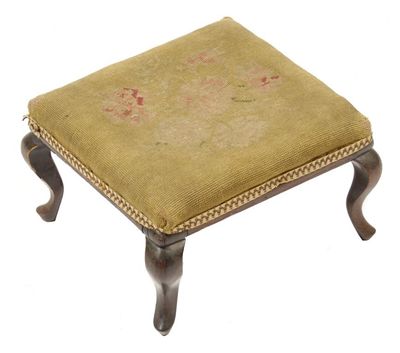 Appraisal: A small Victorian rosewood stool the tapestry seat on cabriole