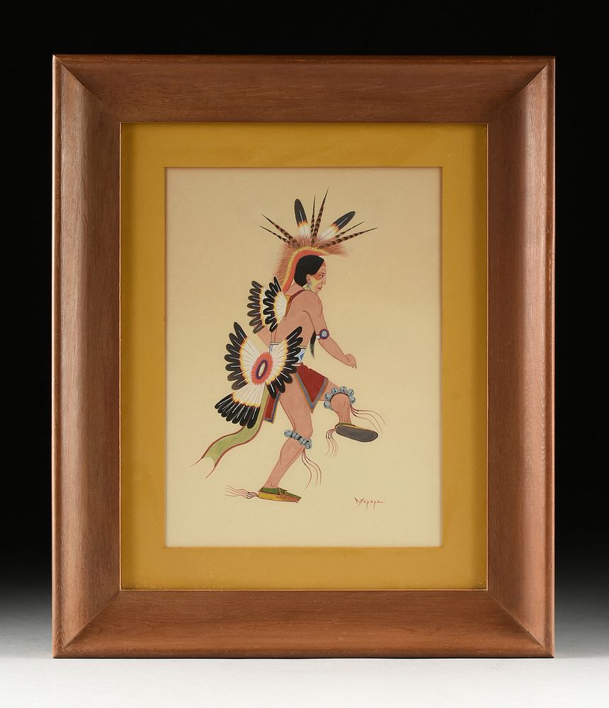 Appraisal: STEPHEN MOPOPE QUED KOI PAINTED ROBE Kiowa American - A