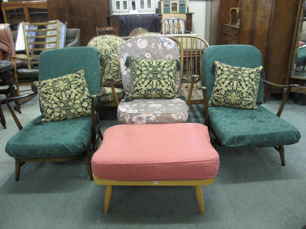 Appraisal: Lot of Ercol lounge armchairs and settee and stool and