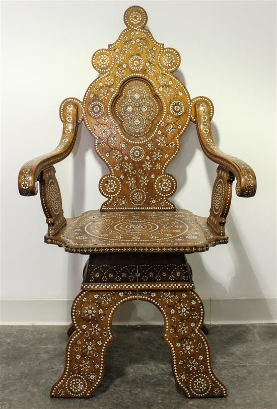 Appraisal: Sale Lot A Moroccan Ivory Inlaid Armchair th th century