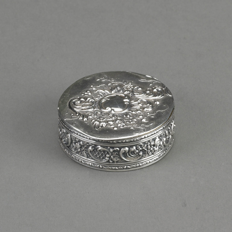 Appraisal: Russian Silver Circular Pill Box c assaymaster s mark cyrillic