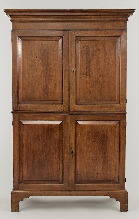 Appraisal: English Oak Linen Press th c George III oak linen