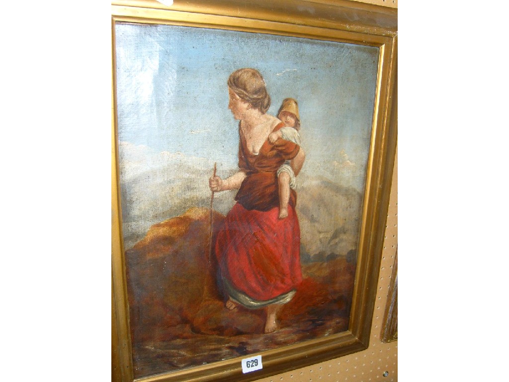 Appraisal: A th century oil painting on canvas showing a bare