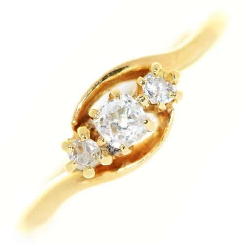 Appraisal: A three stone diamond ring in gold marked ct g