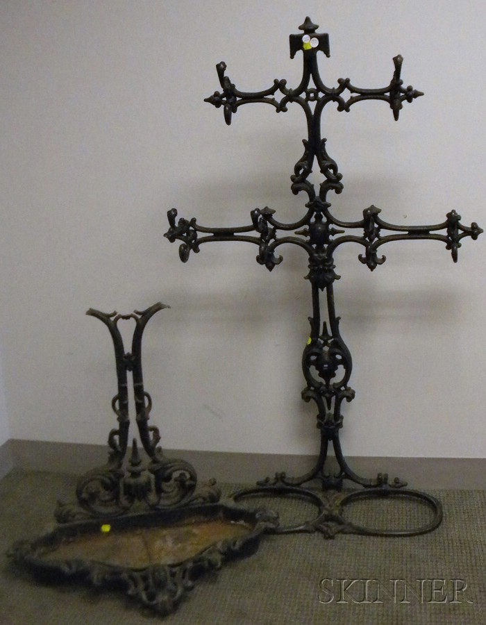 Appraisal: Chase Brothers Co Victorian Black-painted Cast Iron Hall Stand damaged