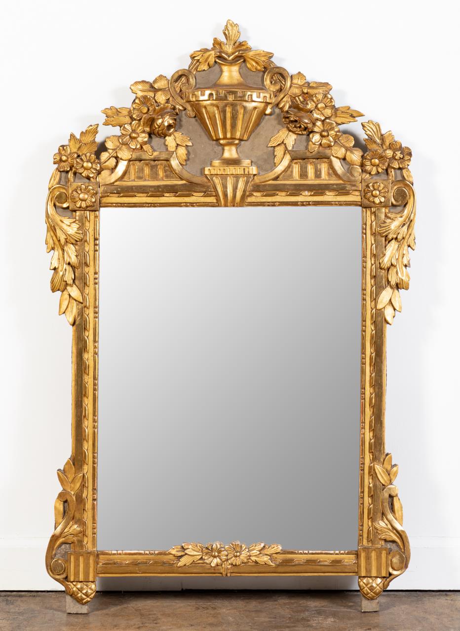 Appraisal: TH TH C LOUIS XVI-STYLE PARCEL GILT MIRROR French th