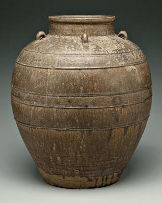 Appraisal: Monumental Chinese style pot stoneware ovoid with banded decoration below