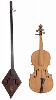 Appraisal: Two Stringed Instruments both hand-crafted fiddle probably spruce front curly