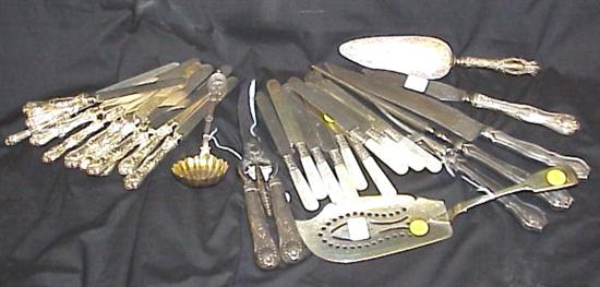 Appraisal: Sterling handle serving pieces including pie server carving knives fork