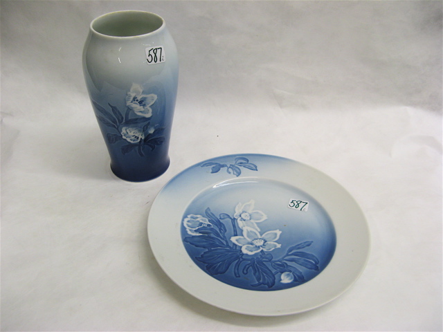 Appraisal: TWO BING GRONDAHL PORCELAIN PIECES in the Christmas Rose pattern