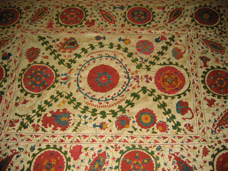 Appraisal: SUZANI DOWRY BED COVER The hand crafted and embroidered fabric