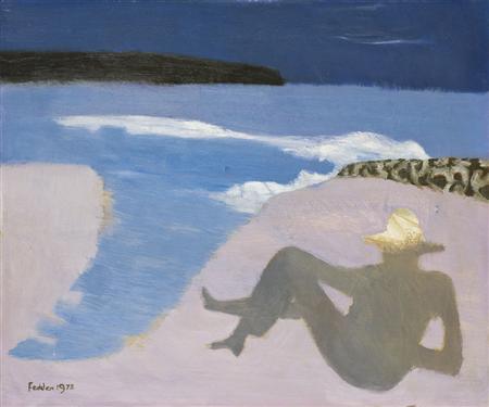 Appraisal: MARY FEDDEN BRITISH B FIGURE ON A BEACH Signed and