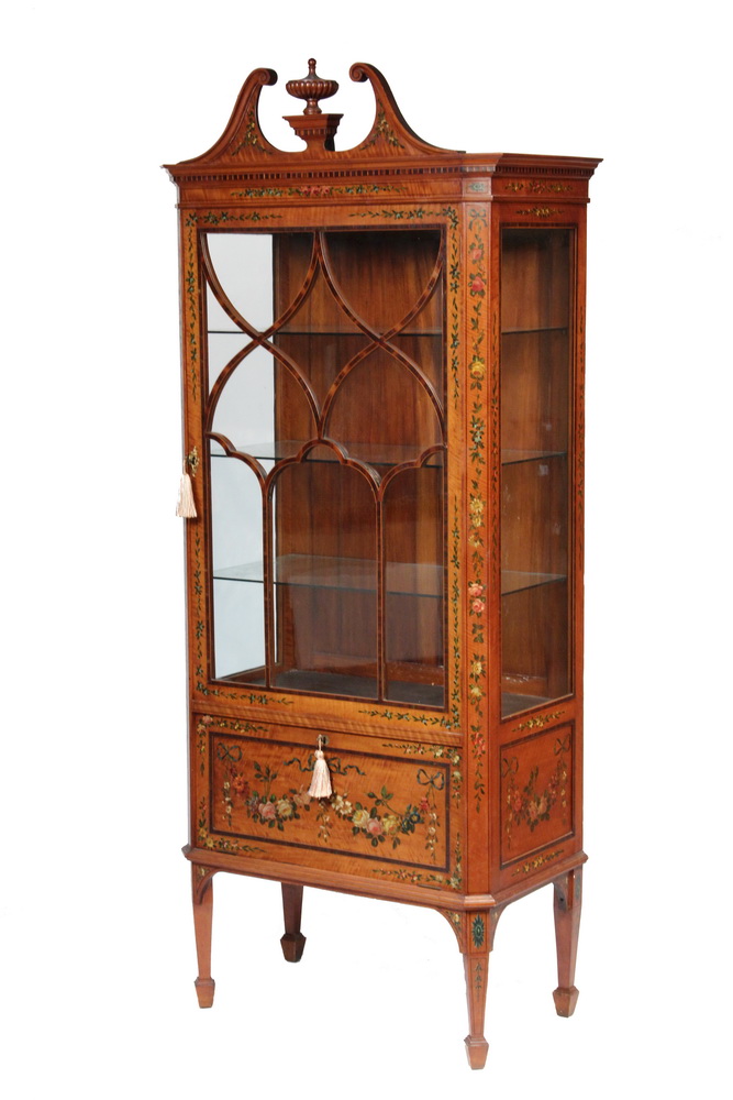 Appraisal: EDWARDIAN VITRINE - Georgian Style Vitrine English circa in tiger