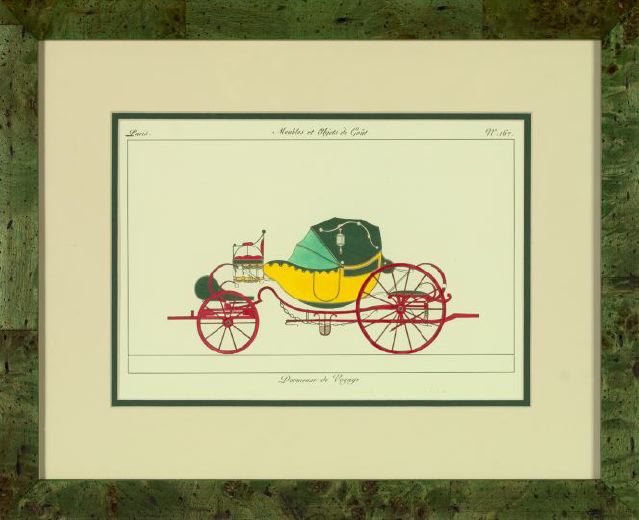 Appraisal: French School th Century Carriages suite of four chromolithographs sight