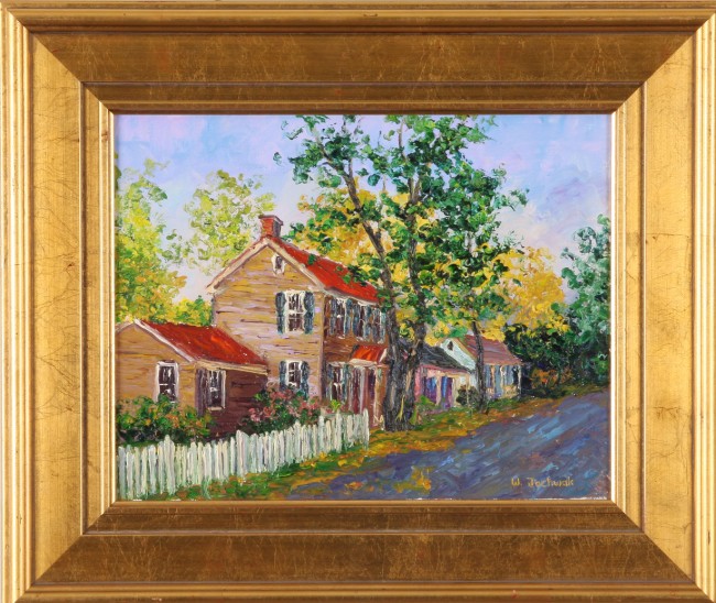 Appraisal: River Road Lumberville Pennsylvania oil on canvas x SLR W