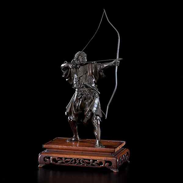 Appraisal: Japanese Miyako-Style Bronze Archer Japanese early th century A Miyako-style