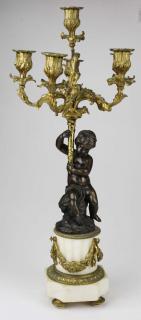 Appraisal: pr of French gilt brass alabaster light figural candleabra ht