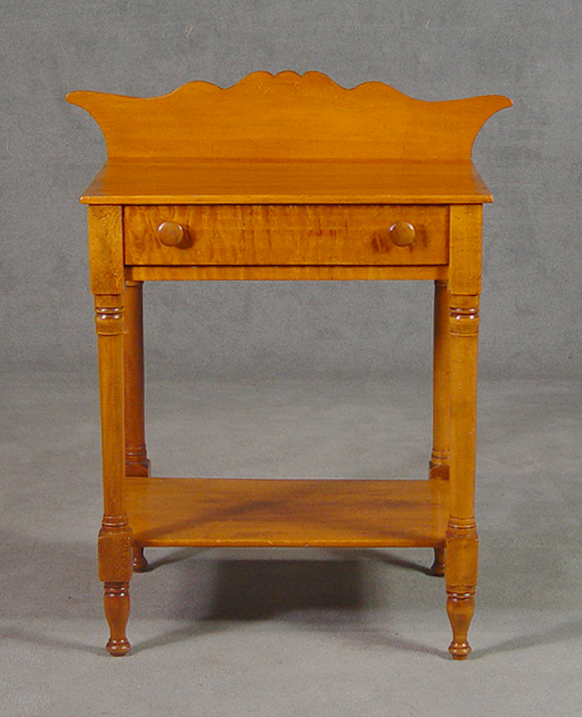 Appraisal: Maple Pine Washstand th Century Figured maple drawer Elaborate scalloped