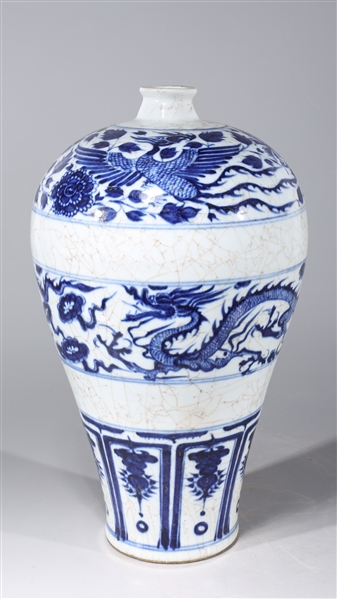 Appraisal: Chinese blue and white porcelain Meiping vase with dragons and