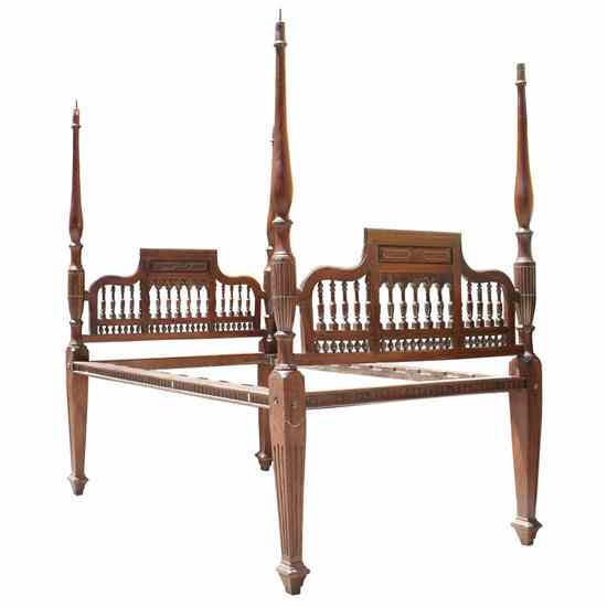 Appraisal: An Anglo Indian Brass Inlaid Rosewood Four Poster Bed circa