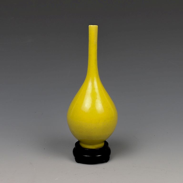 Appraisal: YELLOW GLAZED VASE Of a pear shape body rising to