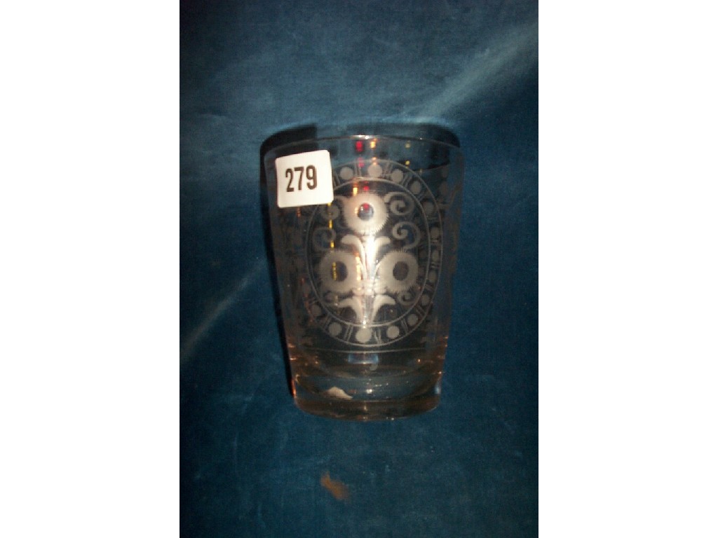 Appraisal: A large Georgian glass beaker with engraved stylised floral and