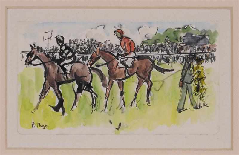 Appraisal: PAUL MAZE - AT THE TRACK Watercolor on paper signed