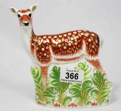 Appraisal: Royal Crown Derby Paperweight Fallow Deer Boxed Gold Stopper