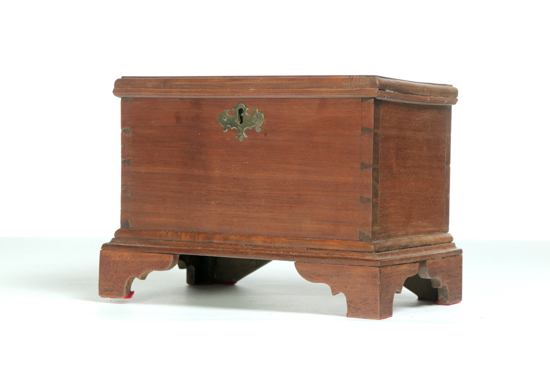 Appraisal: AMERICAN MINIATURE BLANKET CHEST Late th-ealry th century walnut Dovetailed