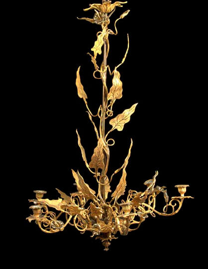 Appraisal: Attractive Napoleon III Bright- and Matte-Gilded Brass Six-Light Lily Chandelier