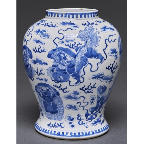 Appraisal: A Chinese blue and white jar Qianlong period painted with