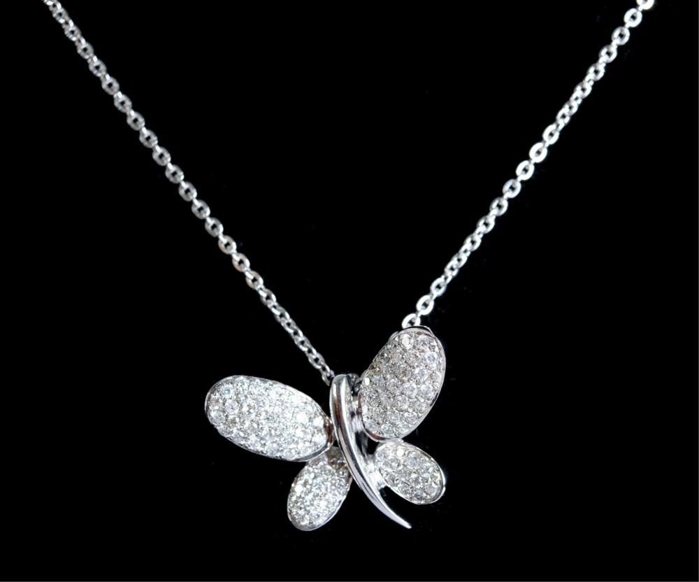 Appraisal: K WHITE GOLD DIAMOND BUTTERFLY PENDANT NECKLACE K white gold