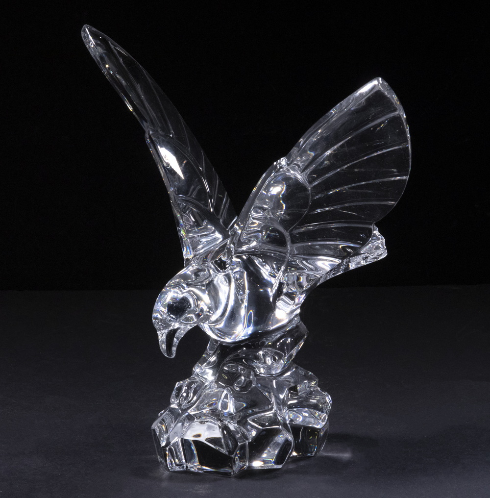 Appraisal: VAL ST LAMBERT EAGLE SCULPTURE Belgian Clear Crystal Spread Wing