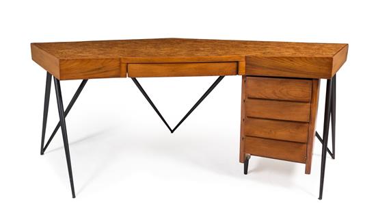 Appraisal: Sale Lot A French Burlwood Desk style of andre sornay