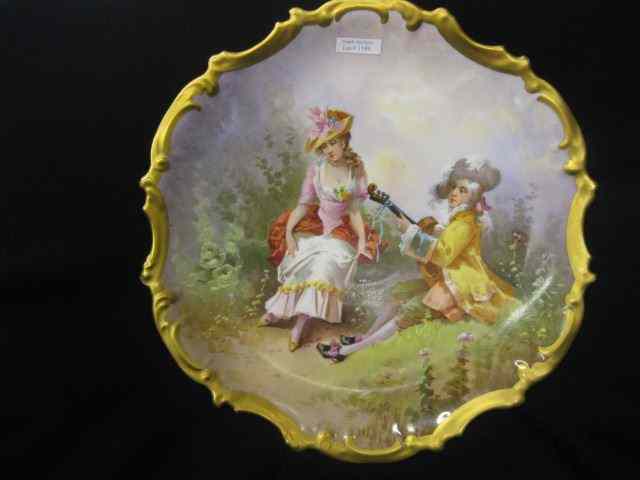 Appraisal: Limoges Handpainted Porcelain Charger musican with maiden in the garden