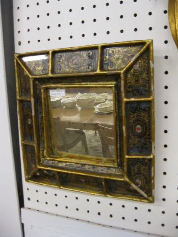 Appraisal: Ornate Italian Mirror reverse painted gold gesso overall square