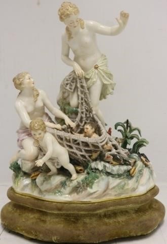 Appraisal: LATE TH C MEISSEN FIGURAL GROUP DEPICTINGWOMAN AND CHILDREN WITH