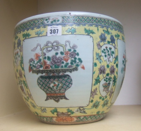 Appraisal: A Chinese 'famille-verte' jardiniere Qing dynasty th century painted with