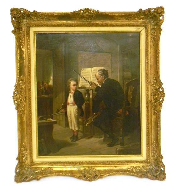 Appraisal: S Glind Continental th C oil on canvas depicting recalcitrant