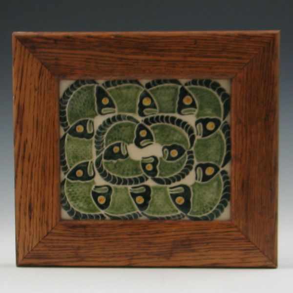 Appraisal: Shearwater Framed Decorative Tile marked hand incised Shearwater JMcCA adele