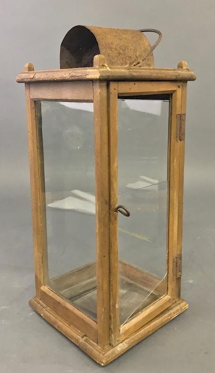 Appraisal: Wood Barn Lantern Wood barn lantern with tin shade h