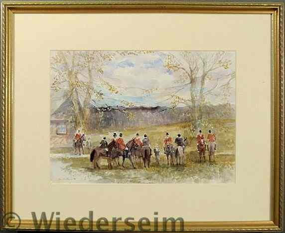 Appraisal: Framed and matted watercolor painting of Radnor Hunt foxhunters signed