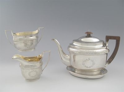 Appraisal: By John Emes a George III four piece tea service