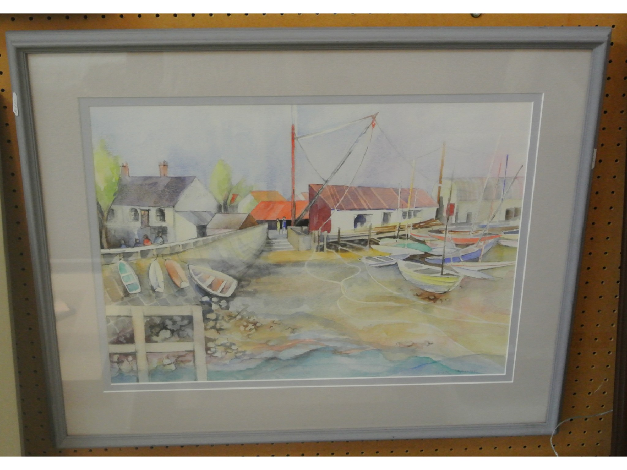 Appraisal: A contemporary watercolour of a Cornish harbour scene with fishing